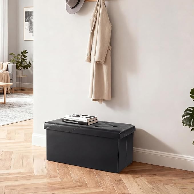 DUMOS 30 Inch Folding Storage Ottoman Bench, Large Hidden Storage Chest - Image 9