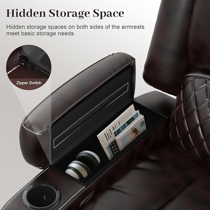 Yolsali Manual Reclining Sectional Sofa Set, 4 Seats Soft Leather Recliner - Image 8