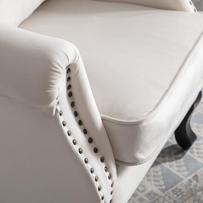 Mid Century Accent Chair Modern Tufted Wingback Armchairs Club Chair Velvet - Image 7