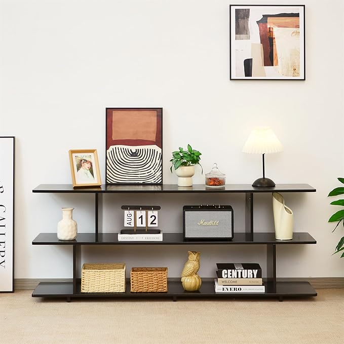 Bamboo TV Stand for TVs up to 65", 3 Tier Accent Entertainment Center - Image 4