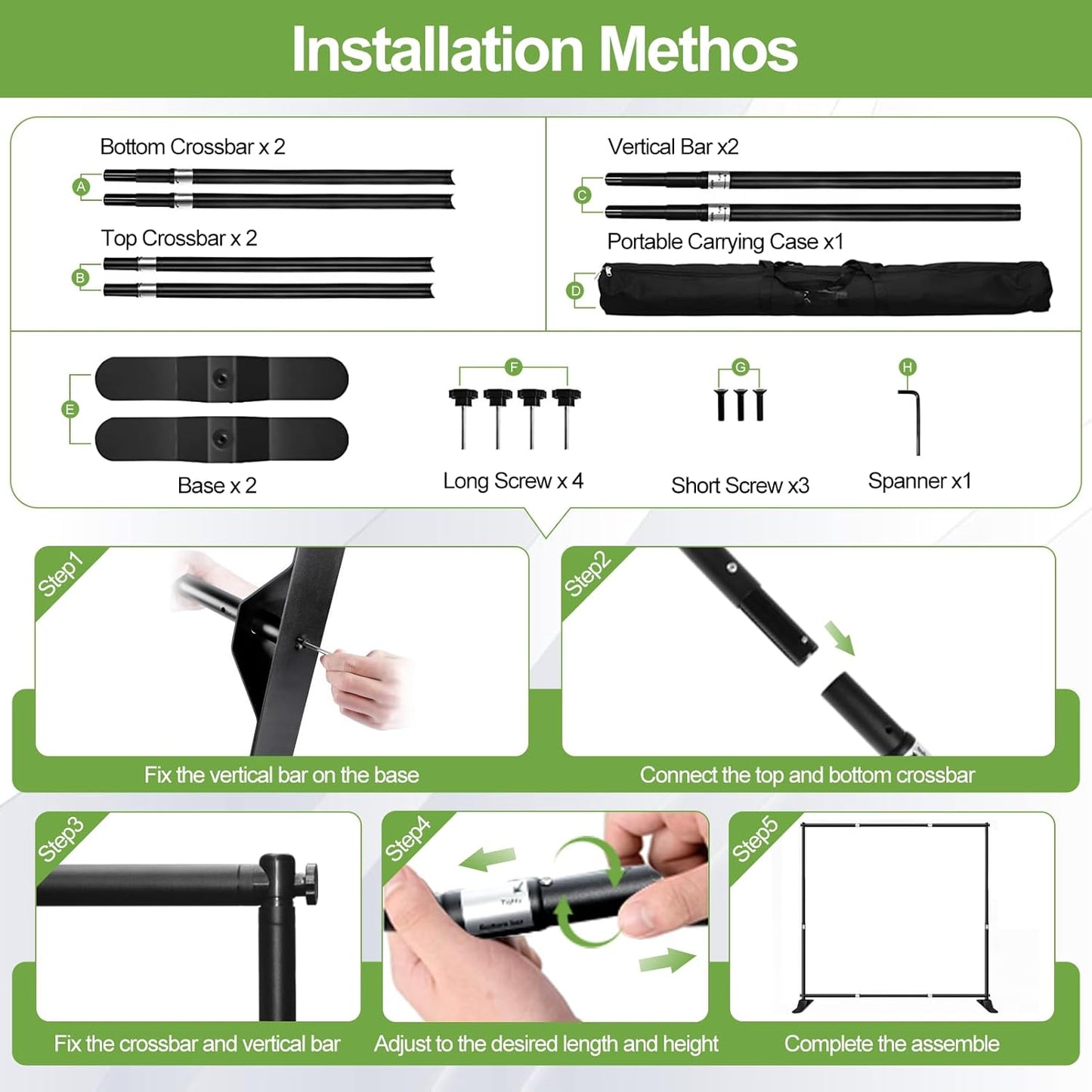 FUDESY 10x10 ft Backdrop Banner Stand, Heavy Duty Adjustable Background Kit With Carrying Bag, Step and Repeat Photography Frame for Trade Show Display Photo Booth Parties