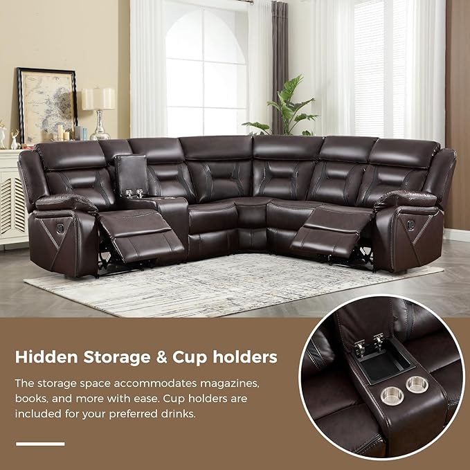 EBELLO Manual Reclining Sectional Sofa - Image 4