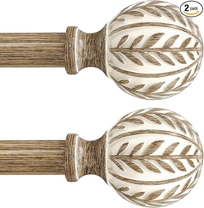 QDWIS 2 Pack Boho Wood Curtain Rods by Unknown
