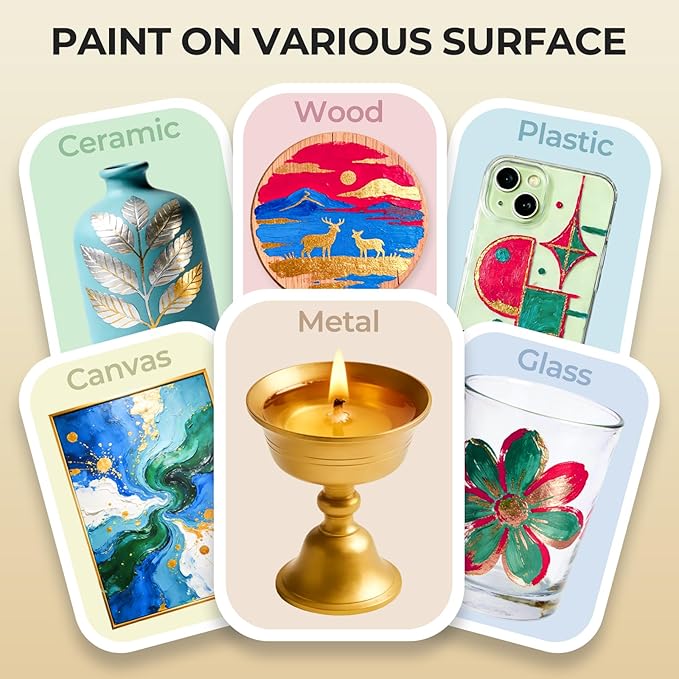 Nicpro Metallic Sahara Gold Acrylic Paint, 8.45oz/250ml Large Gold Leaf Paint - Image 4