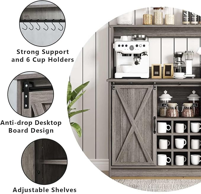 4ever2buy Farmhouse Coffee Bar Cabinet - Image 3