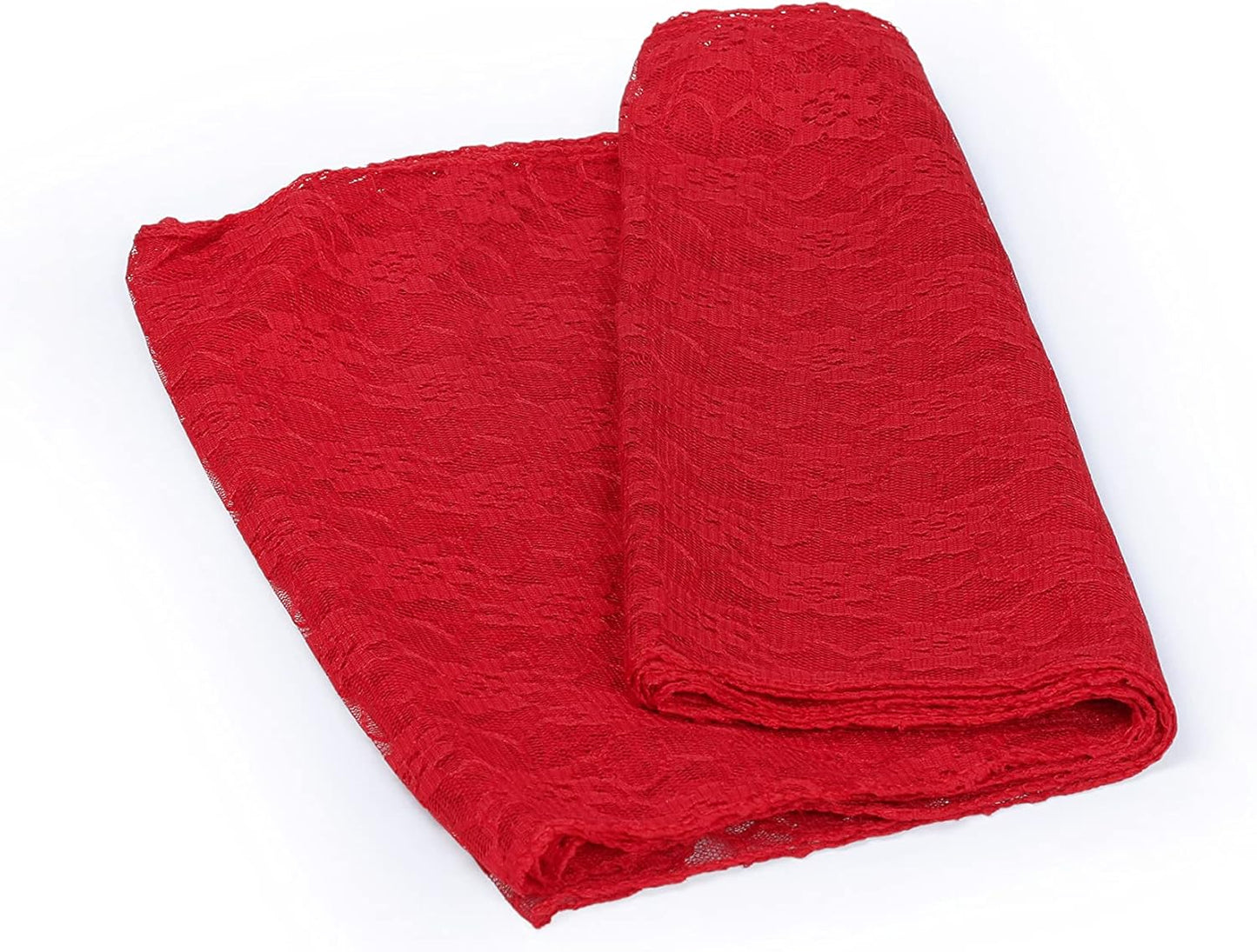 MDS Pack of 10 Wedding 12 x 108 inches Lace Table Runner for Wedding, Decorations for Birthday Parties, Banquets, Graduations, Engagements, and Runners fit Rectangle, Round Table- Red