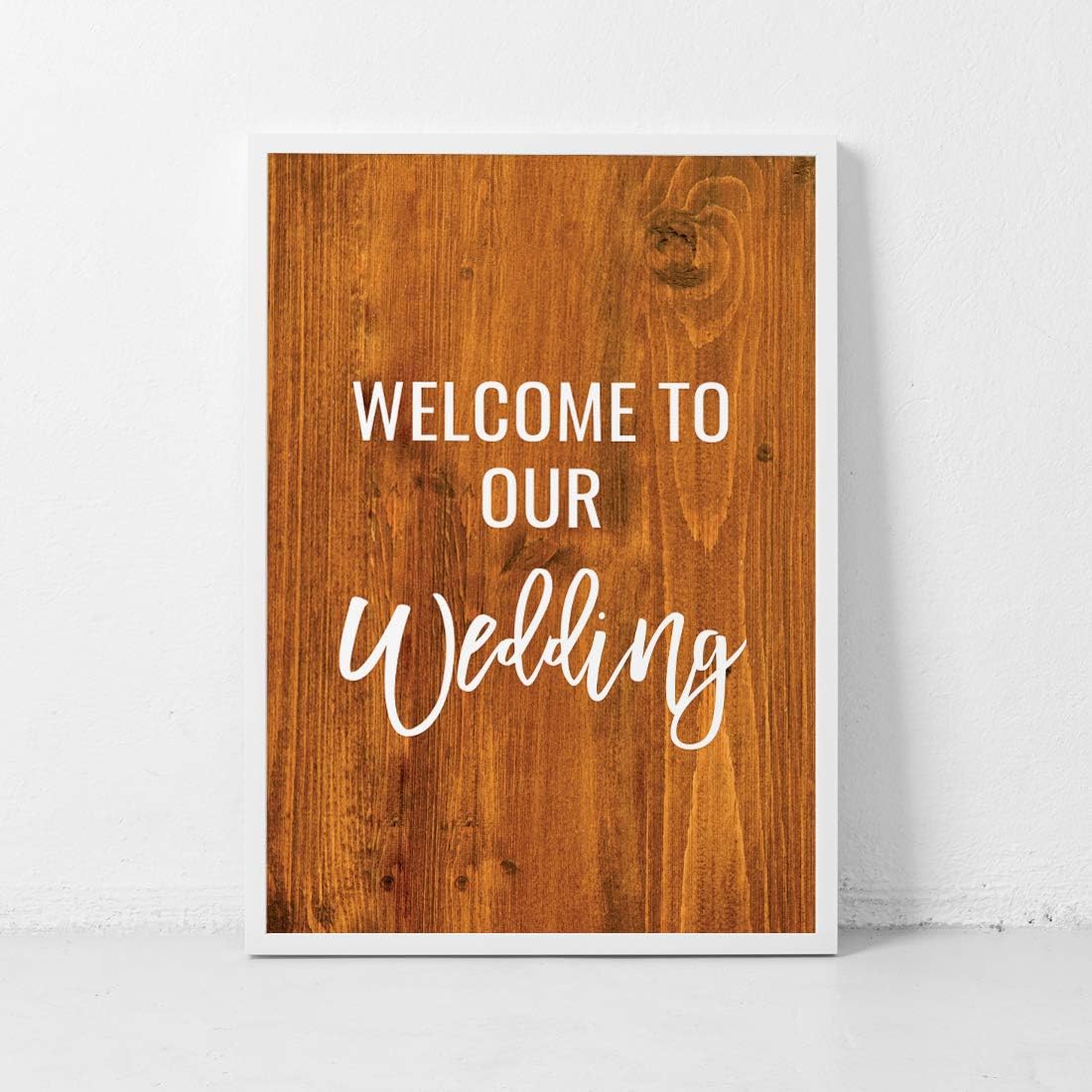 Andaz Press Extra Large Wedding Easel Board Party Sign, 12x18-inch, Rustic Barn Wood, Welcome to Our Wedding, 1-Pack