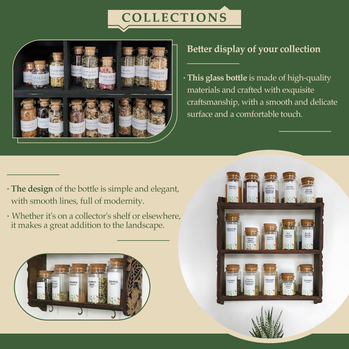 JIUYUE 10 pcs 50 ml Small Glass Bottles with Cork,Jars with Cork Lids(1.69 oz-1.45x2.75 inch)