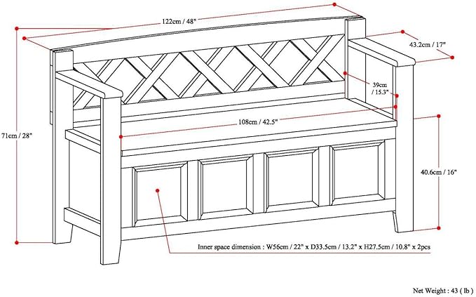 SIMPLIHOME Amherst Entryway Storage Bench - Image 15