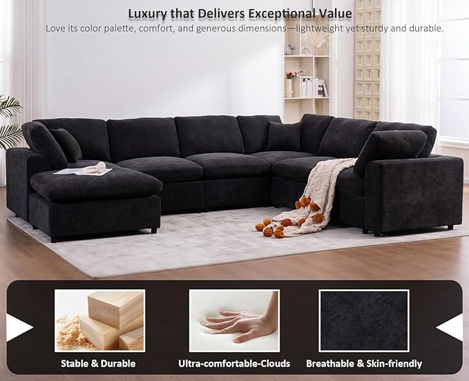 Oversized Modular Sectional Sofa Couch, Large 7 Seater Corner Sofa Modern U - Image 4
