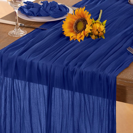 Royal Blue Cheesecloth Table Runner Blue 4 Pack Fall Table Runnerss Boho Gauze 120 Inches Fall Table Decorations for Thanksgiving Weddings Bridal Baby Shower Birthday Parties Decor