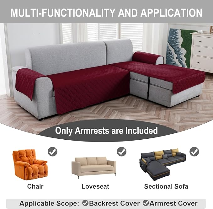 Genina Sofa Armrest Cover, Anti-Slip Armchair Slipcovers - Image 2