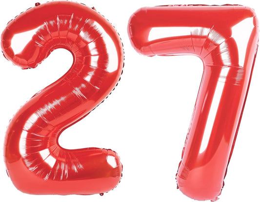 Red Number 27 Balloon 40 Inch Birthday Decorations, Number 27 Balloon Birthday Party Decorations, Anniversary Decorations Graduations Party Supplies