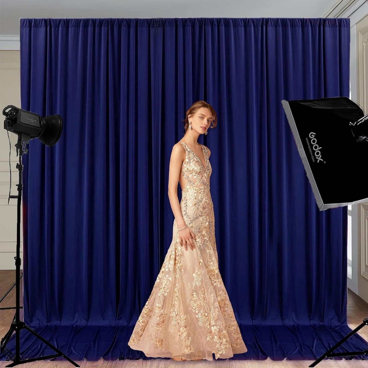 10 x 10 Feet Royal Blue Backdrop Curtain for Partie, Background Curtains for Photoshoot, Birthday, Wedding, Halloween, Thanksgiving, Christmas Day, New Year Party Decorations 5Ft x 10Ft, 2 Panels