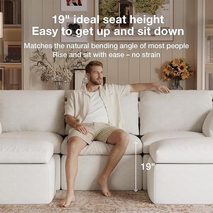 Novilla 133.8" Modular Cloud Couch, Modern Sectional Sofa - Image 14