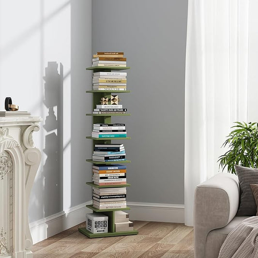 TUTOTAK Bookshelf, 8-Tier Bookcase, Narrow Spine Book Shelf by ChoosetutotakFurnitureBuildYourCozyHome