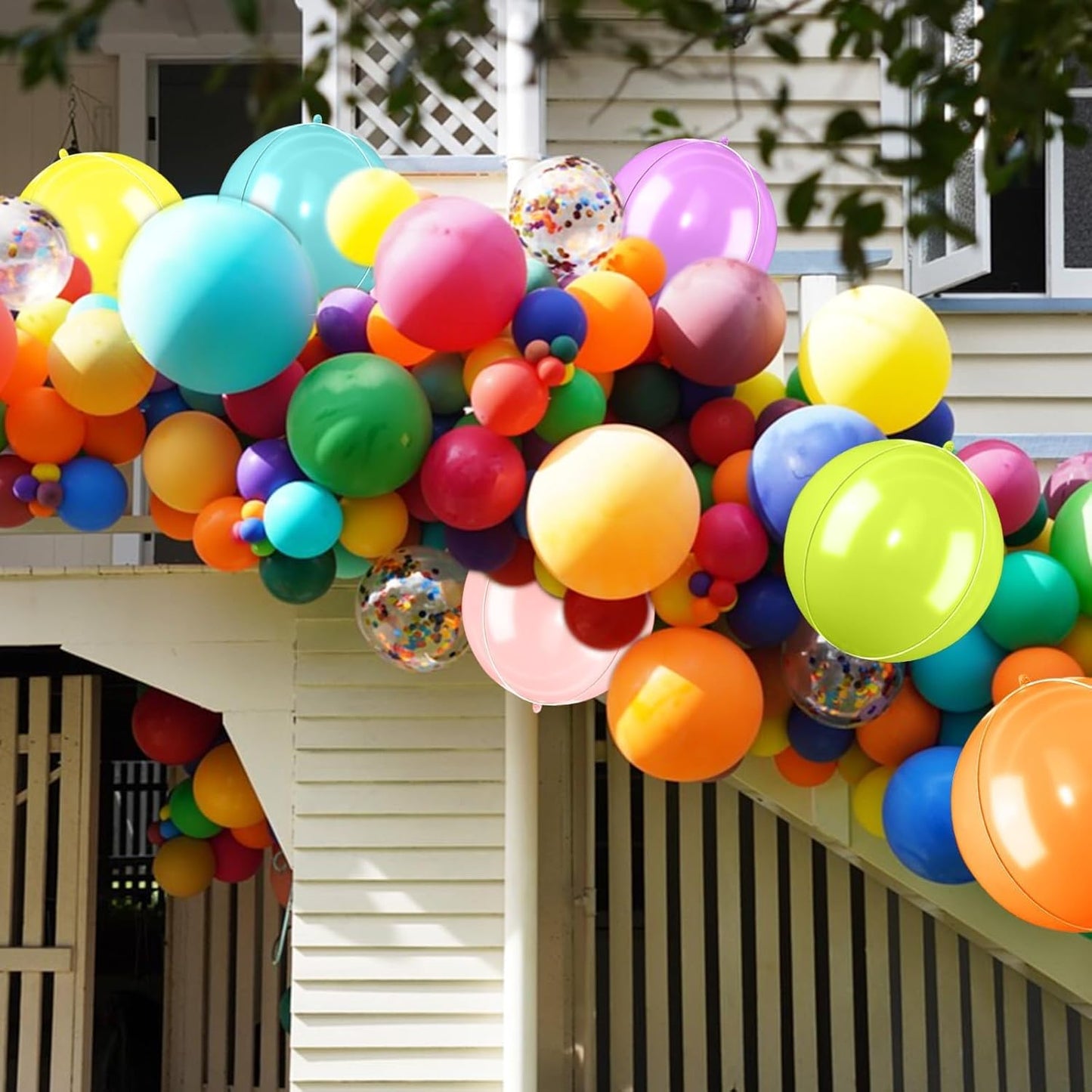 Giant 4D Foil Balloons, 6Pcs Pink Yellow Purple Blue Green Orange Round Balloons, 22 Inch Big Round Foil Balloon for Rainbow Balloon Birthday Party Baby Shower Wedding Decorations