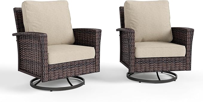 HERA'S HOUSE Outdoor Furniture, 2 x High Back Swivel Patio Chairs - Image 8