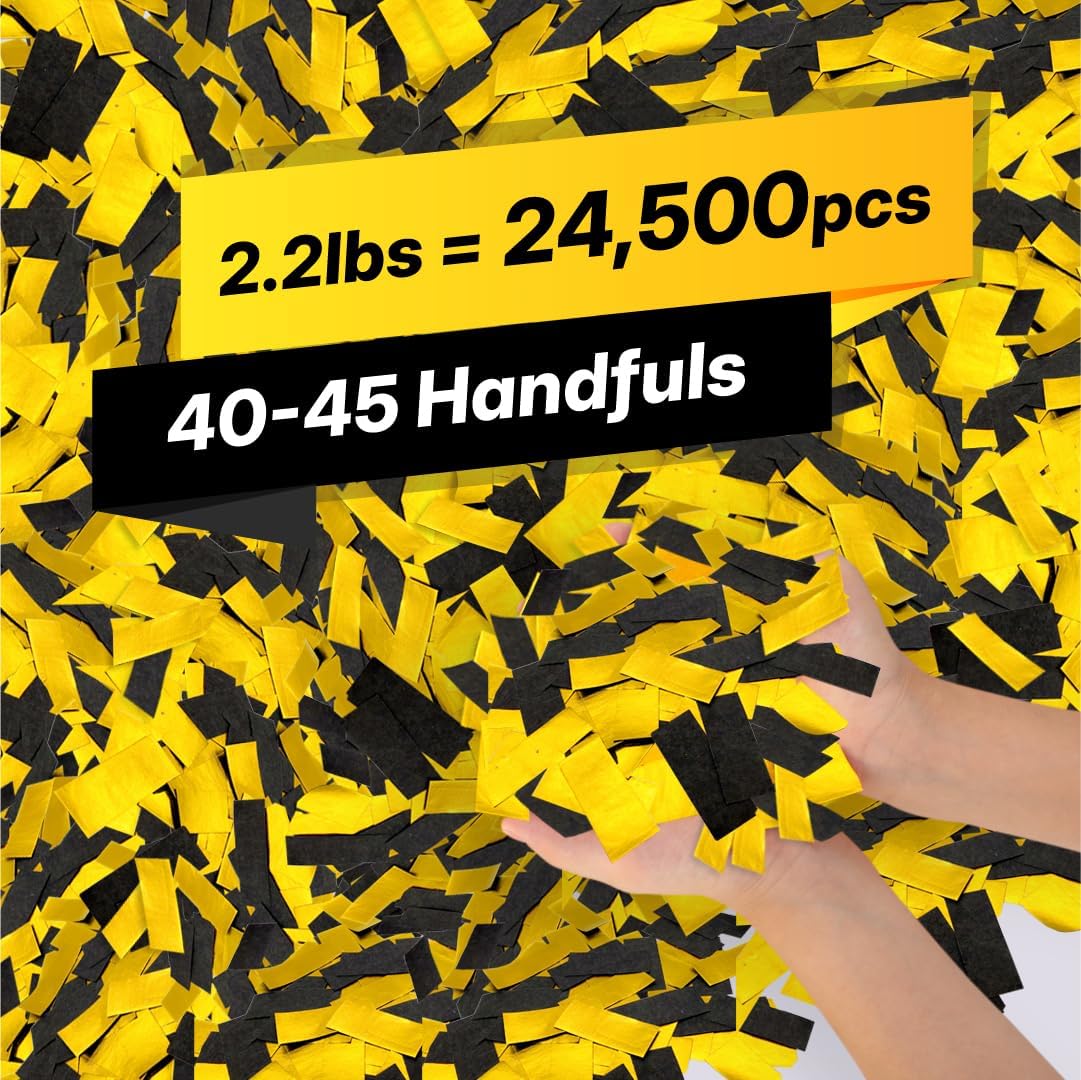 BLACK & GOLD Confetti Paper - BULK 2.2lbs | 1kg, Biodegradable Tissue Paper, Rainbow Light Weight, Non-Staining Paper, for Events, Crafts, Decorations