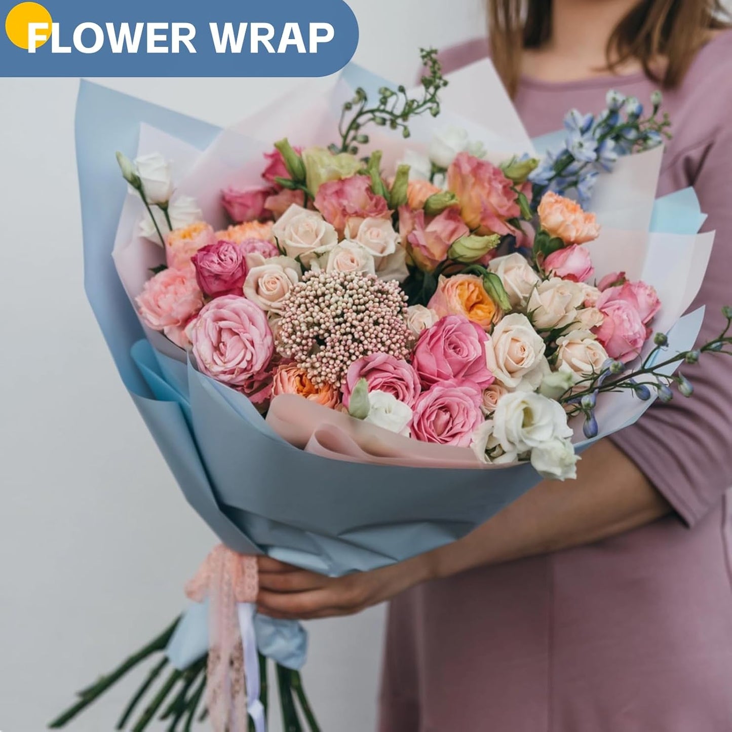 Wrapping Paper, 15"x900" Light Blue Bulletin Board Construction Art Coloring Decorative Craft Paper Roll, Perfect for Easter, Father’s Day, Birthday, Baby Shower, Wedding, Bouquet Flower Gift Wrap