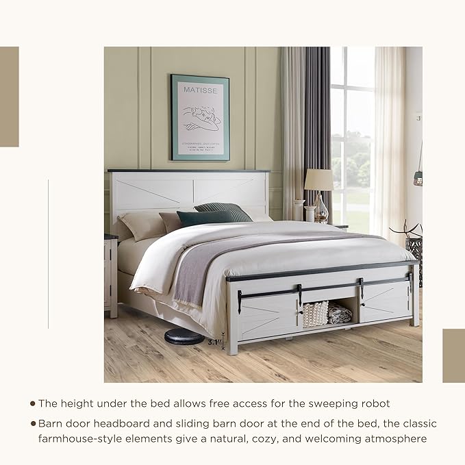 JXQTLINGMU King Farmhouse Wood Bed Frame - Image 6