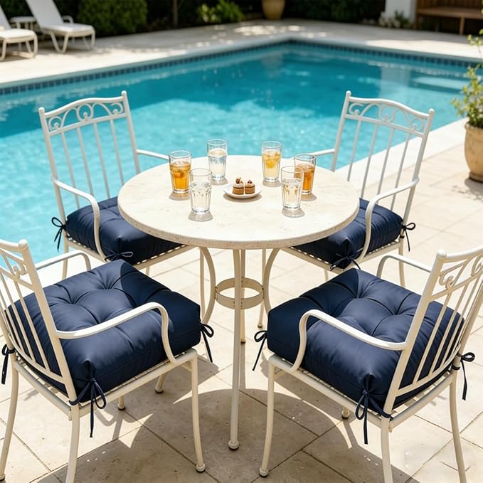 Set of 2 Outdoor Square Seat Cushions Waterproof Patio Seat Pad Floral Rocking - Image 2