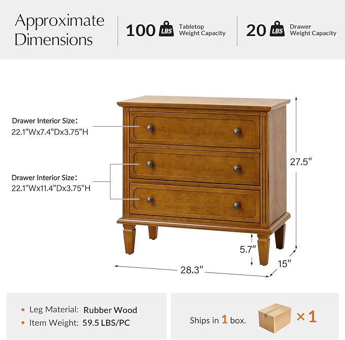 HULALA HOME 3 Drawer End Table - Image 2