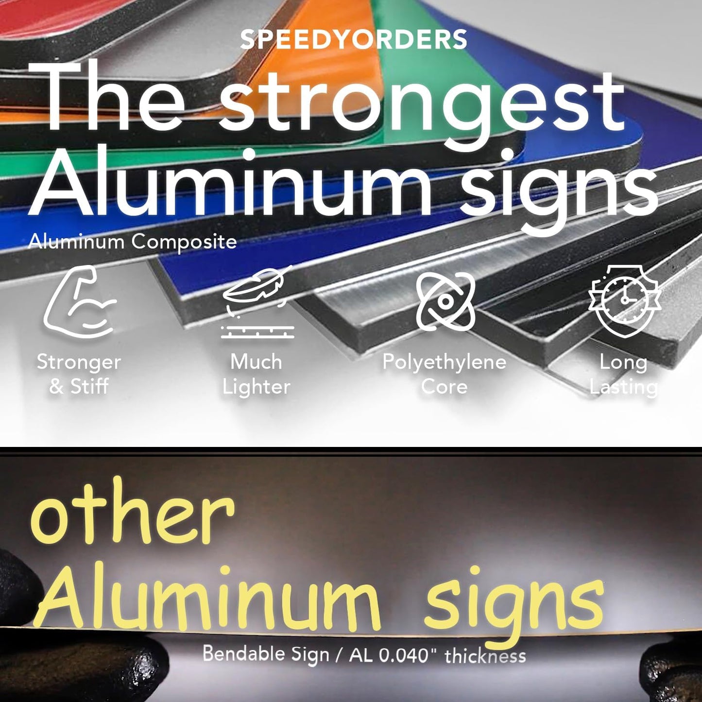 Custom Outdoor Aluminum Signs, Personalized Business Signs, Waterproof Silver Brushed Metal 12x8 In