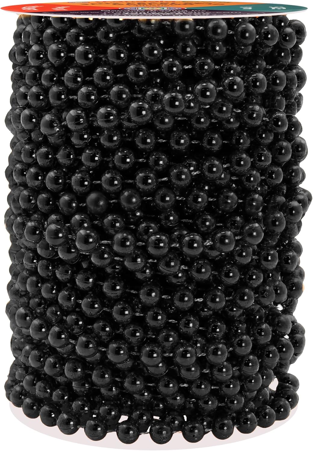 Mandala Crafts 8mm Faux Black Pearl Beads Roll - 20 Yards Strand of Fake Pearls Chain Garlands Spool String for Christmas Tree, Wedding, Party, Vases, DIY Decoration