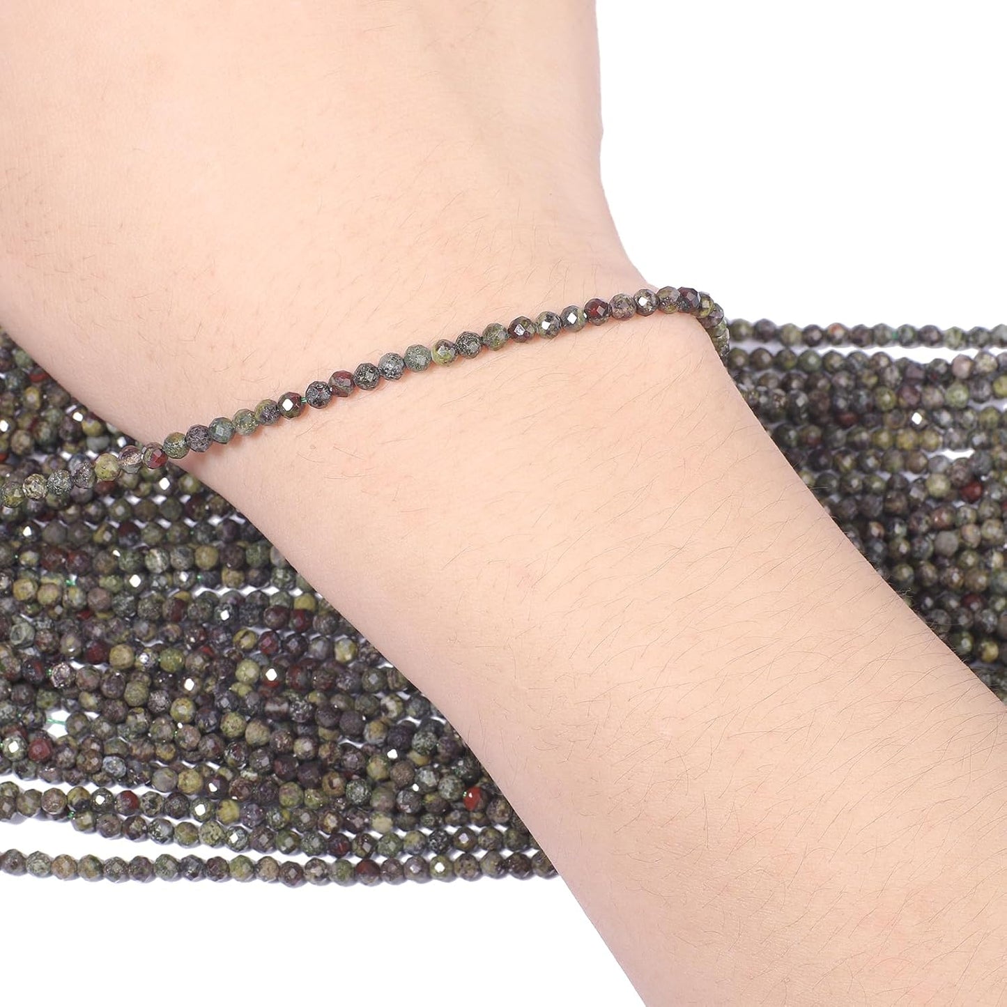 Song Xi 120pcs 3mm Natural Dragon Blood Gemstone Beads Faceted Round Loose Stone Beads for Jewelry Making