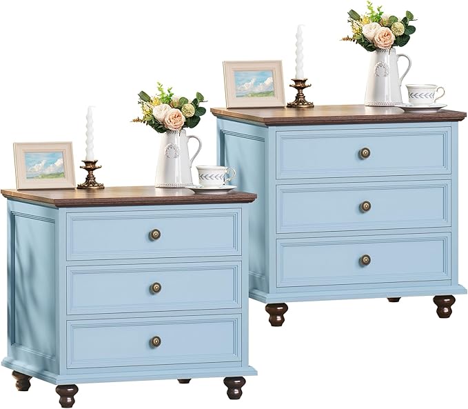 Joaxswe 24" Wide Farmhouse Night Stand Set of 2, Large End Table by Joaxswe