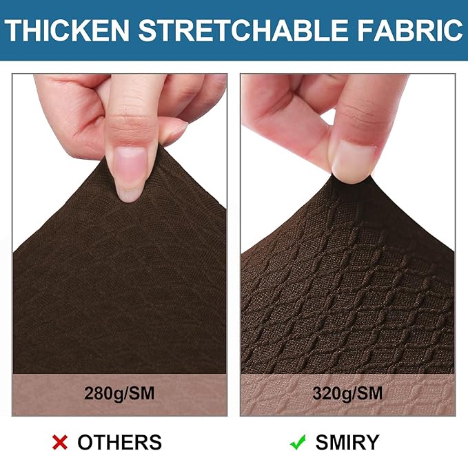 Smiry Waterproof Seat Covers for Dining Room Chairs Set of 2, Stretch Jacquard - Image 4