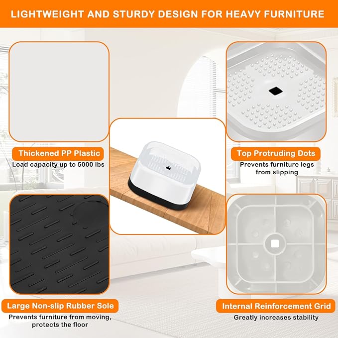 shouwuhho 24 Pack Furniture Risers Adjustable Bed Risers Heavy Duty Lifts - Image 5