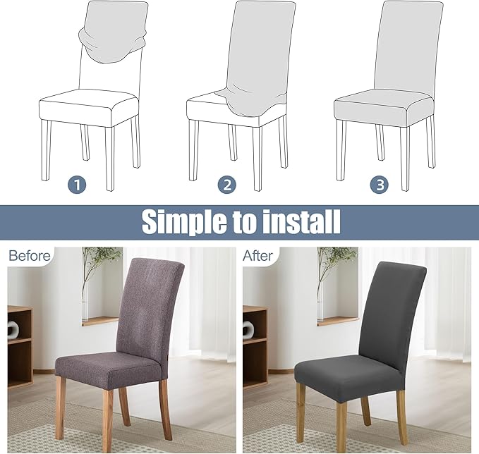 BIETYONE Stretch Dining Chair Covers Set of 2, Soft Removable Washable Kitchen - Image 4