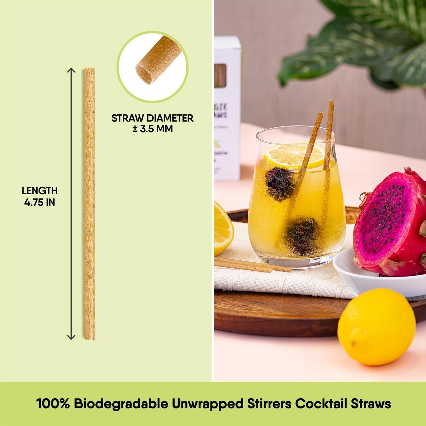 – 450 PCS of 4.75 Inches Unwrapped Biodegradable Drink Stirrers – Made of Vegetable Fibers, Best Cocktail Stirrers for Drinks of All Kinds
