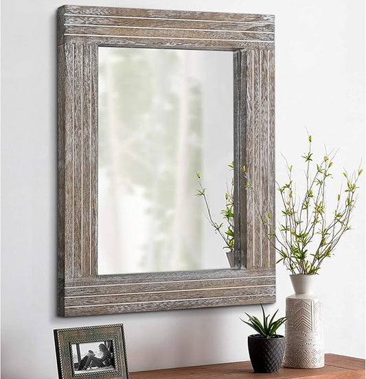 Mirrors for Wall Rustic Wooden Frame Rectangle Mirror Vintage Hanging Mirror by HLFMVWE