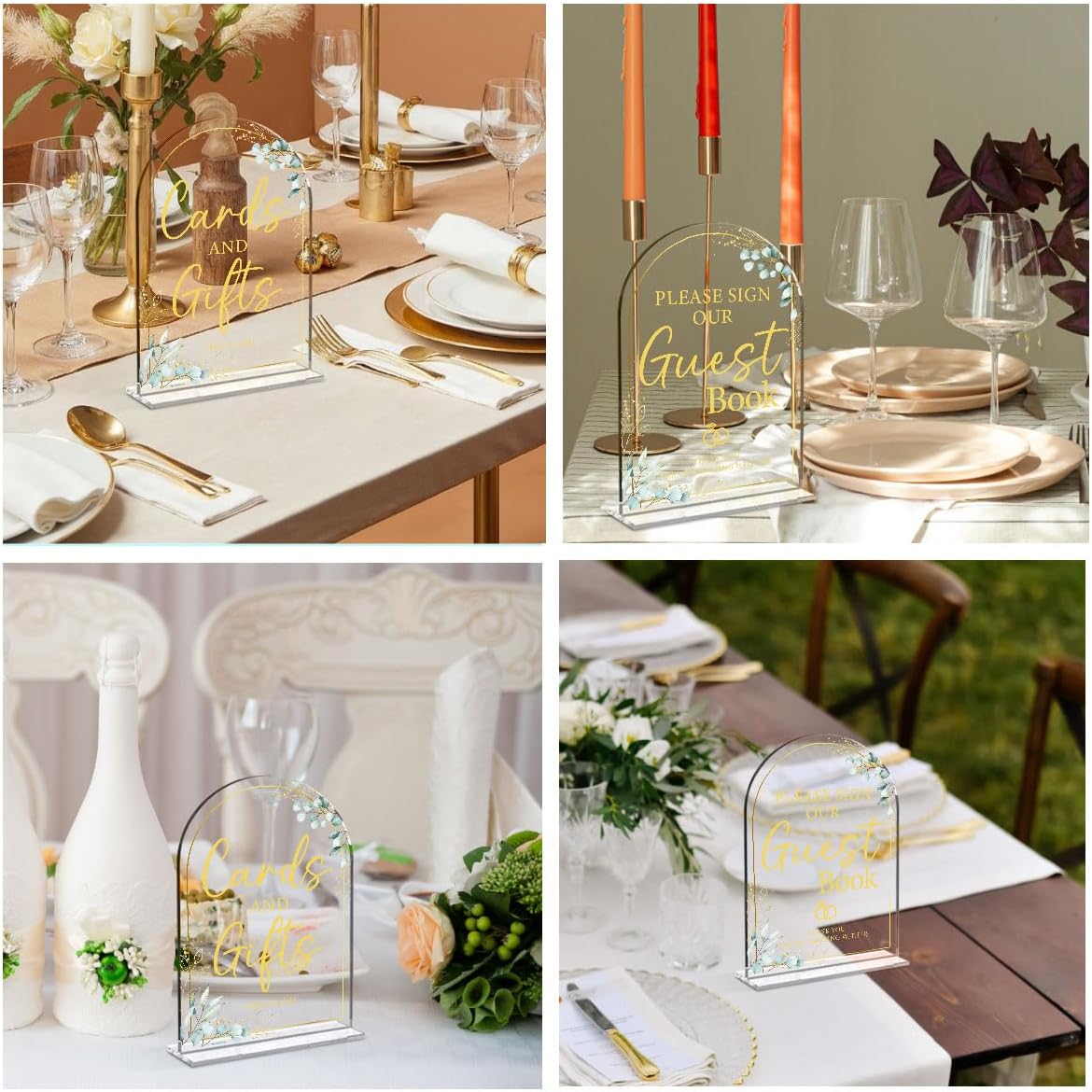 2-Piece Acrylic Wedding Sign Set for Ceremony & Reception - 5x7 Inch clear Guest Book, Cards & Gifts, Please Sign Our Guest Book - Wedding Decor Bundle