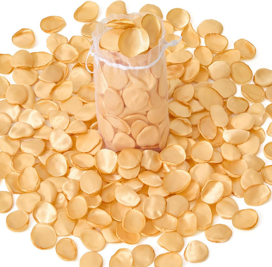 Alecono 𝟲𝟬𝟬𝙋𝙘𝙨 Silk Rose Petals, Fake Champagne Golden Petals for Wedding Proposal Flower Girl Basket, Flower Petals to Throw at Wedding Birthday Party Decoration