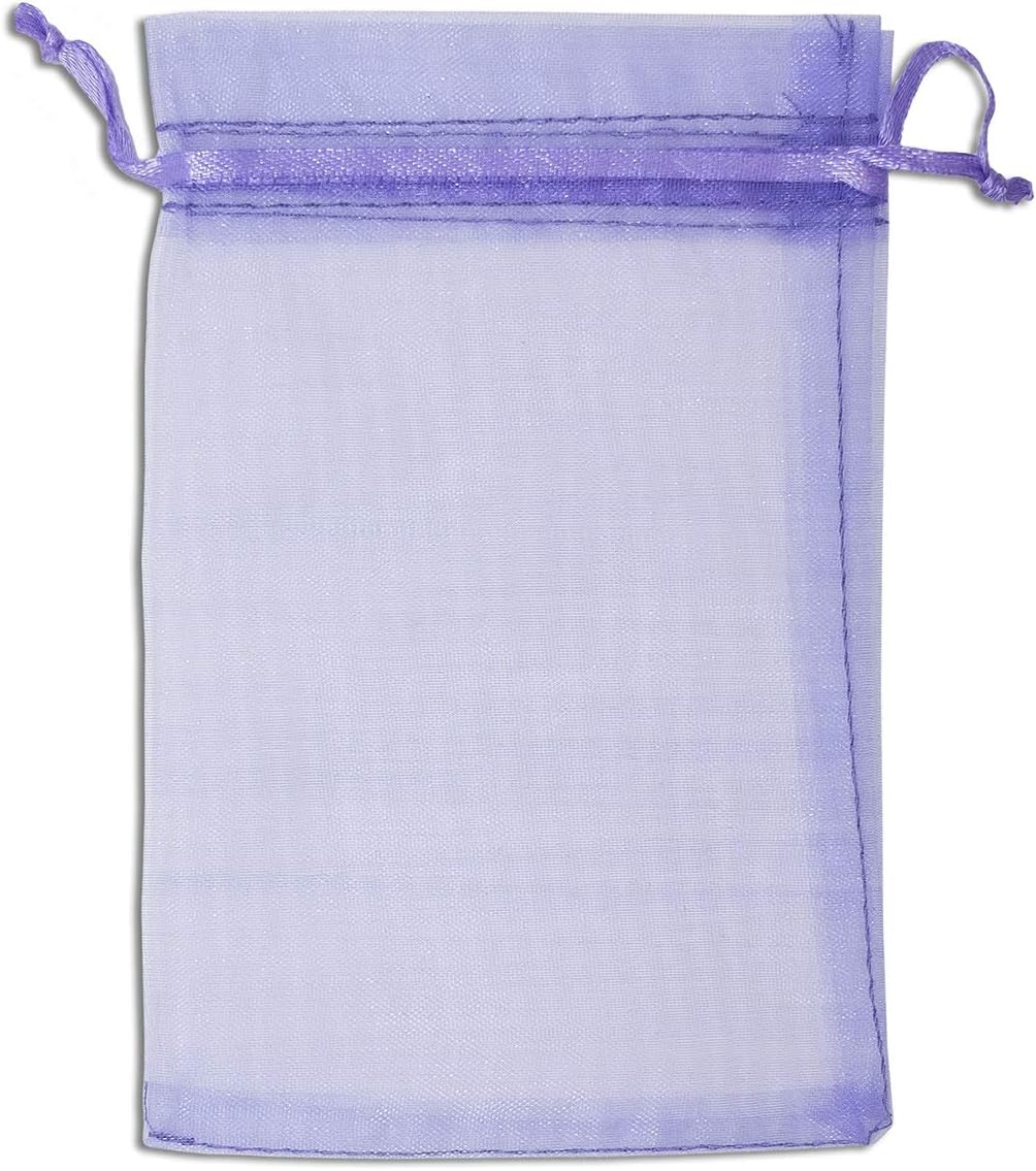 TheDisplayGuys 100-Pack 3x4 Lavender Sheer Organza Gift Bags with Drawstring, Jewelry Candy Treat Wedding Party Favors Mesh Pouch