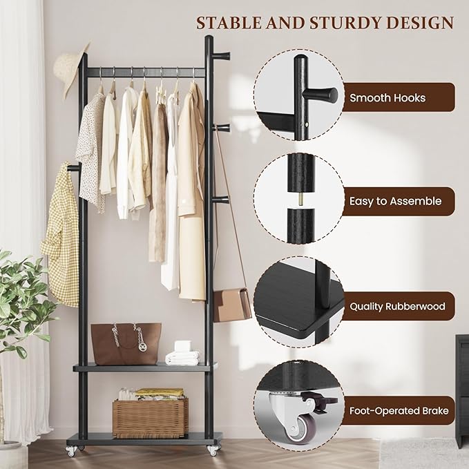 Taitiy Coat Rack Freestanding Clothing Rack - Image 5