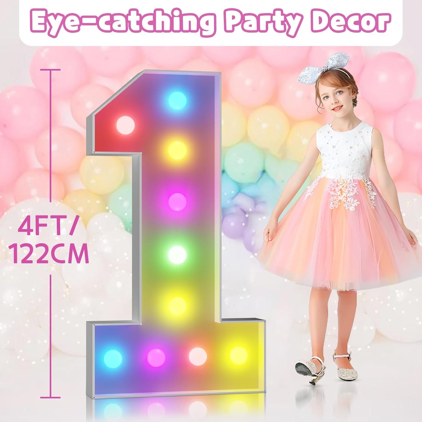 Marquee Numbers 18th-Birthday Decoration: Colorful 4FT Large Light Up 18 Year Old Birthday Decorations Anniversary Backdrop for Boys Girls Cardboard Sign 18 Colors Number 18 Mosaic Balloon Frame