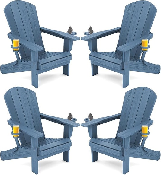SERWALL Folding Adirondack Chair, HDPE Adirondack Chairs Set of 4, Plastic by SERWALL