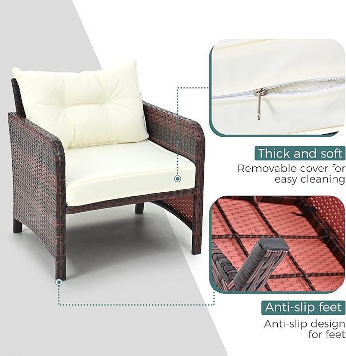 Pamapic 5 Pieces Patio Furniture Set, Rattan Balcony Furniture - Image 4