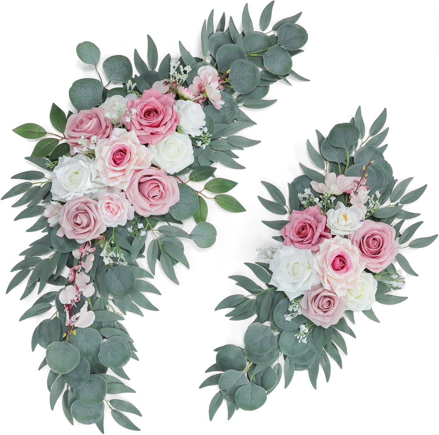 ponatia Artificial Wedding Arch Flowers (Pack of 2), Dusty Rose Wedding Flowers for Wedding Welcome Signs Floral Decorations and Wedding Reception Ceremony Decor (Dusty Rose & Pink & Ivory)