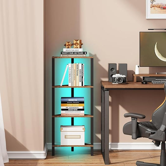 TUTOTAK Corner Shelf, 4-Tier Corner Bookshelf by ChoosetutotakFurnitureBuildYourCozyHome
