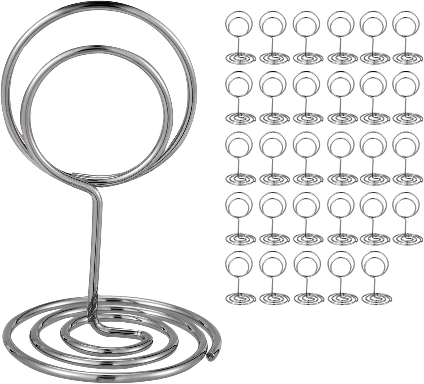 30PCS Table Number Holders Place Card Holder - Photo Holders for Tables, Cards Stand Name Menu Clips, Table Sign Holders for Wedding Anniversary Birthday Party, Silver