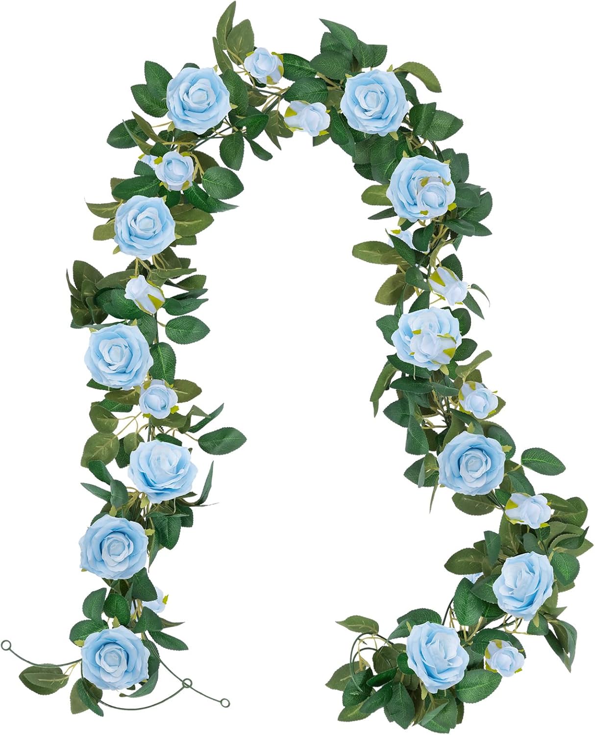 U'Artlines 3 Pack Artificial Blue Rose Vines Floral Garlands Total 19.5 Ft Fake Vine Silk Flower Garland for Indoor Outdoor Home Wedding Arch Garden Wall Decoration