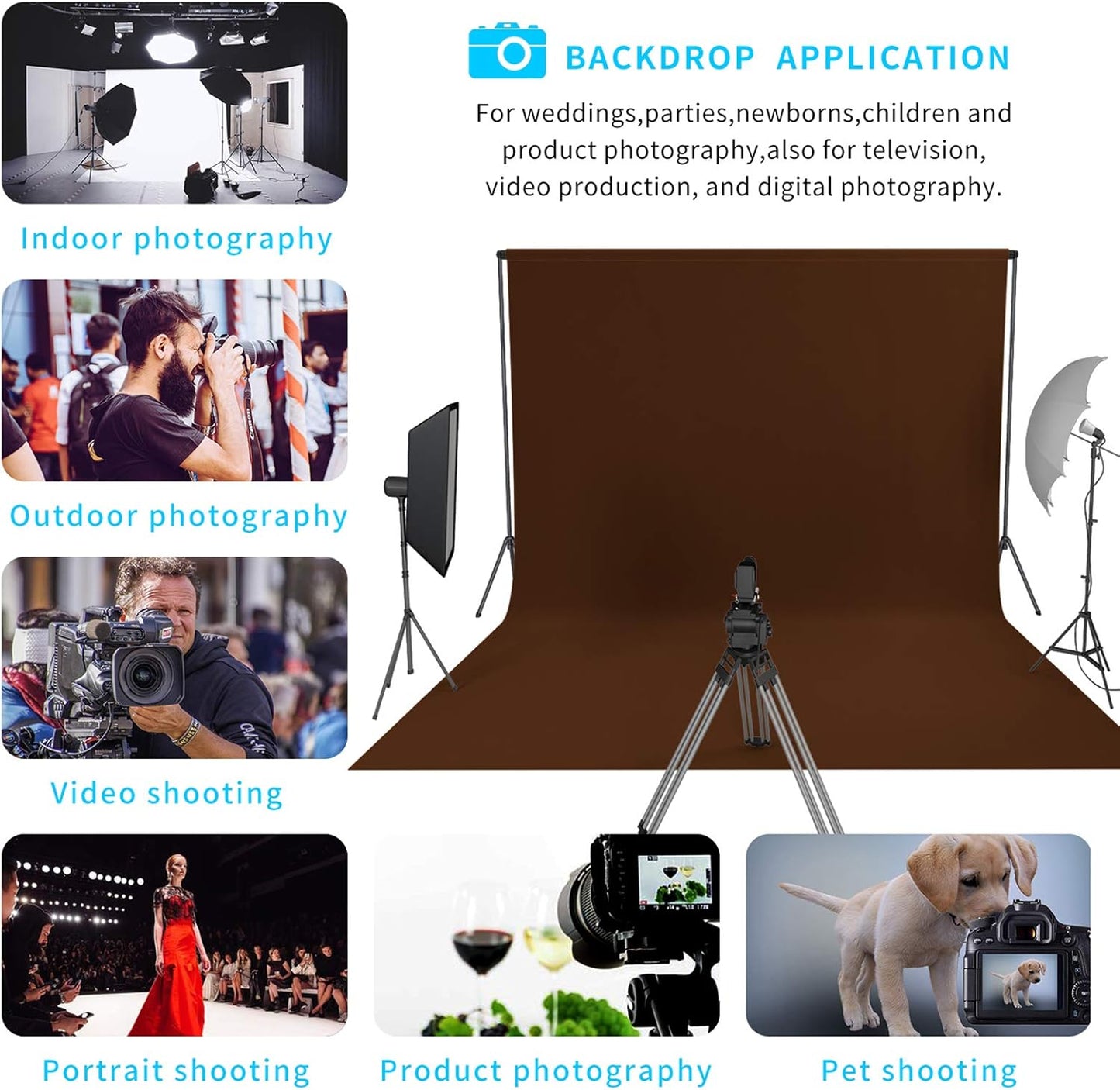 ISSUNTEX 5X7 ft/1.5X2.1 Meters Brown Background Photo Backdrop, Photo Studio, Collapsible High Density Screen for Video Photography and Television