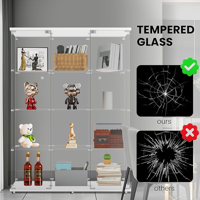 Display Cabinet with Glass Door and Lock, 4-Shelf Curio Cabinets with 5mm - Image 6