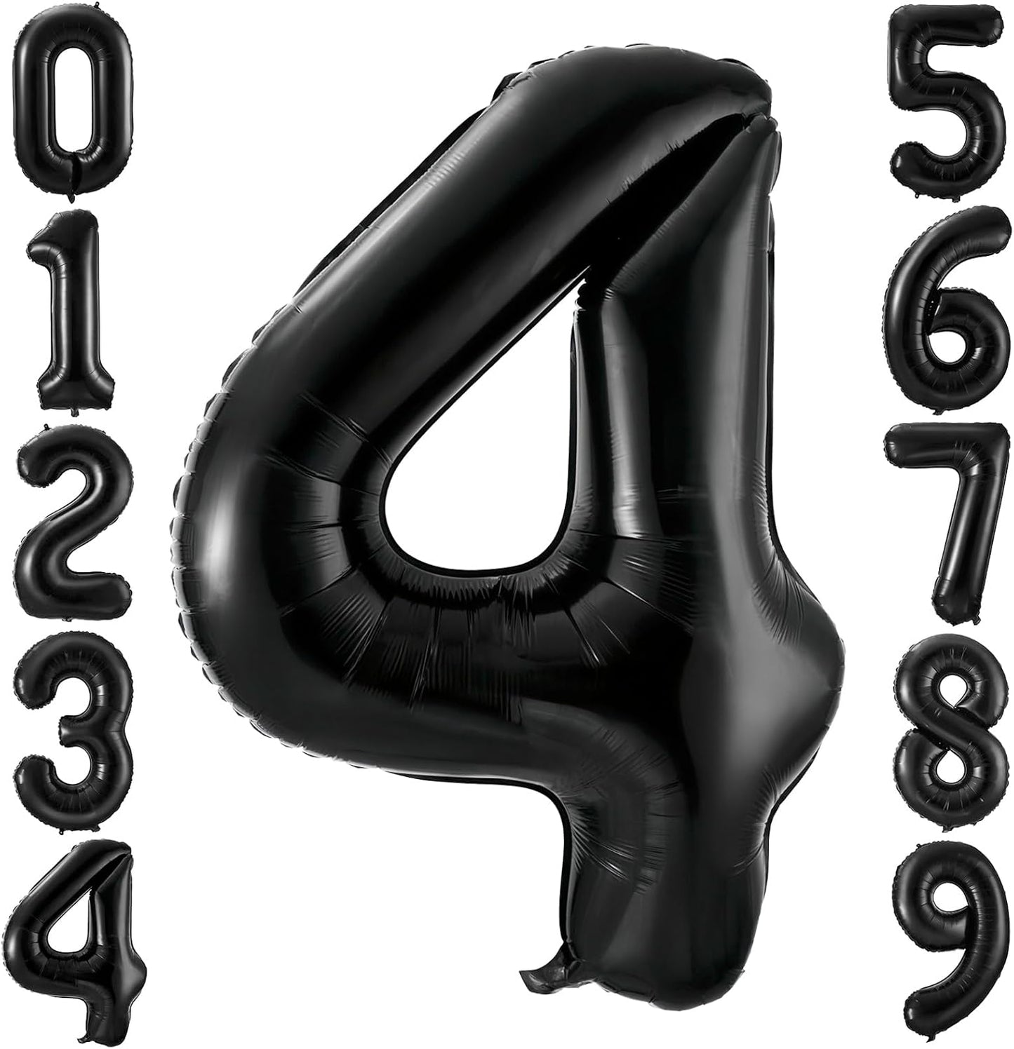 Black 4 Balloon Number,40 Inch Number 4 Balloon Large Black 4 Foil Mylar Helium Balloon for Birthday Party Decorations